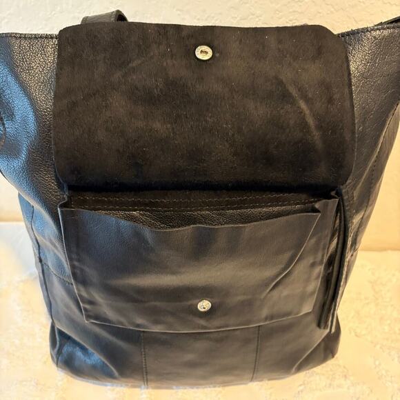 DAY & MOOD ANTHROPOLOGY Tote Leather Blk Oversized Witchy Slouchy Goth Grunge - Picture 4 of 10